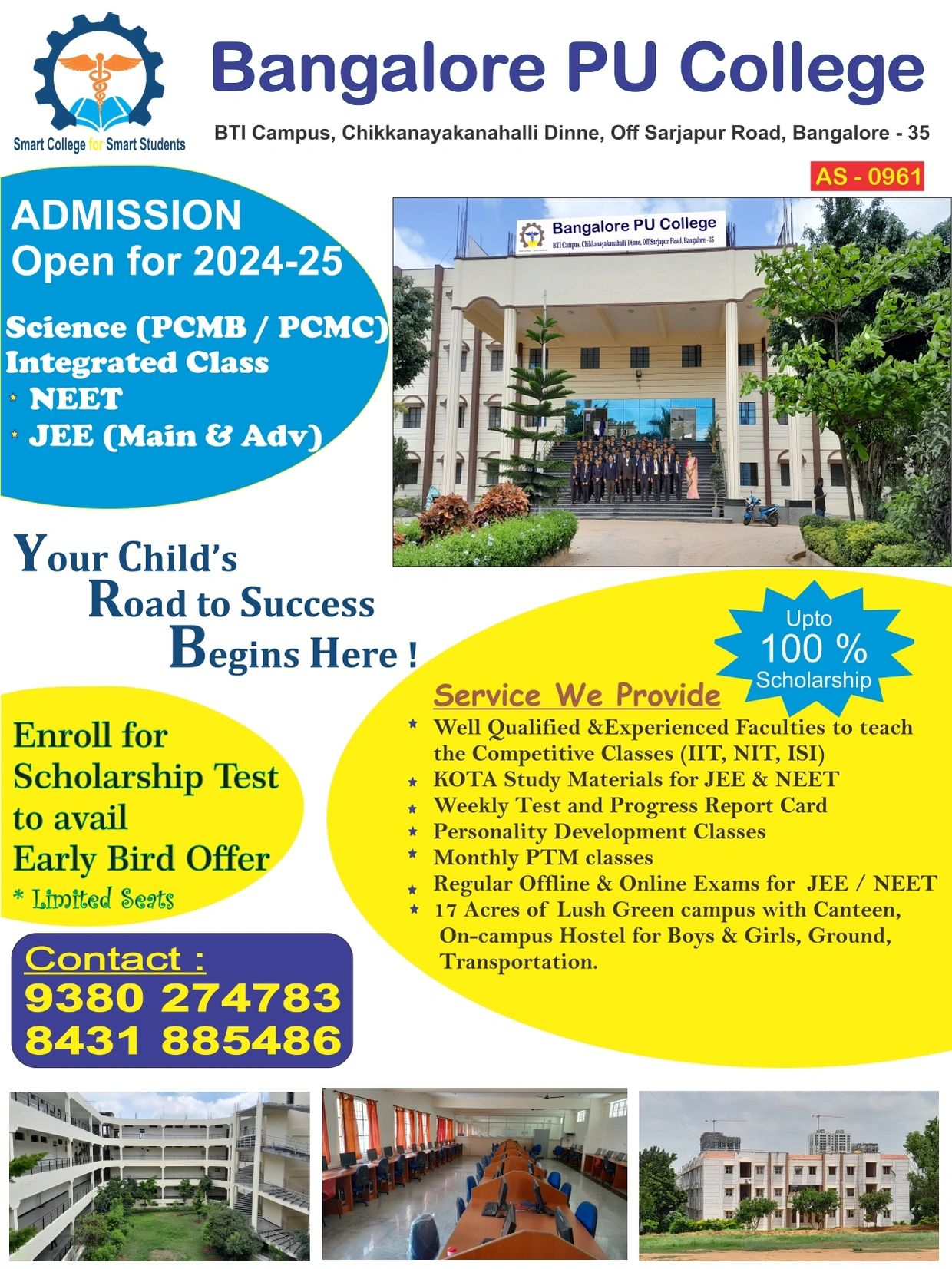 Admissions 2024 25 Bangalore PU College